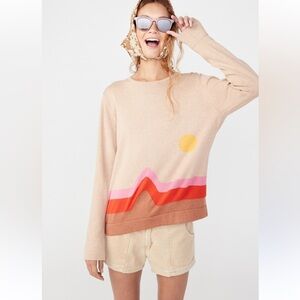 Anthropologie Kule X Lily Eve Mountain Range Sun pullover Sweater tan Size small